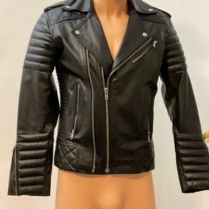 Leather bomber jacket with matching pants mens black